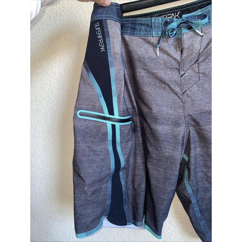 O Neill Board Swim Shorts Men 40 Super freak Surf Beach Stretch Zip Pocket Gray - Picture 3 of 10